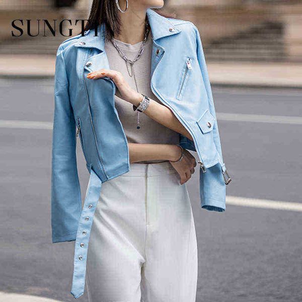 sungtin cropped faux leather jacket for women with belt zipper casual pu motorcycle jackets blue short outfit 2022 new fashion j220727, Black
sungtin cropped faux leather jacket for women with belt zipper casual pu motorcycle jackets blue short outfit 2022 new fashion j220727, Black
