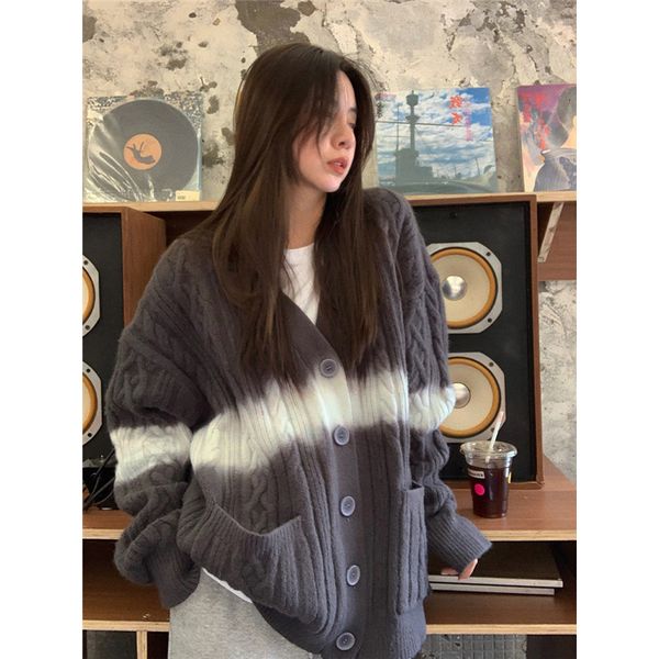 women's knits tees women dark grey cardigan sweater outerwear stripe color contrast korean fashion lazy wind winter single breasting kn, White
women's knits tees women dark grey cardigan sweater outerwear stripe color contrast korean fashion lazy wind winter single breasting kn, White