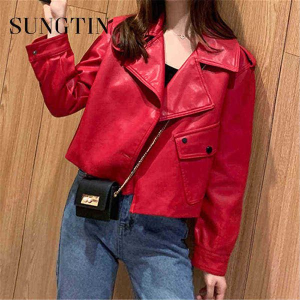 sungtin bags vintage women solid elegant loose pu leather jacket korean female soft high street biker jakcet comfort chic new j220727, Black
sungtin bags vintage women solid elegant loose pu leather jacket korean female soft high street biker jakcet comfort chic new j220727, Black