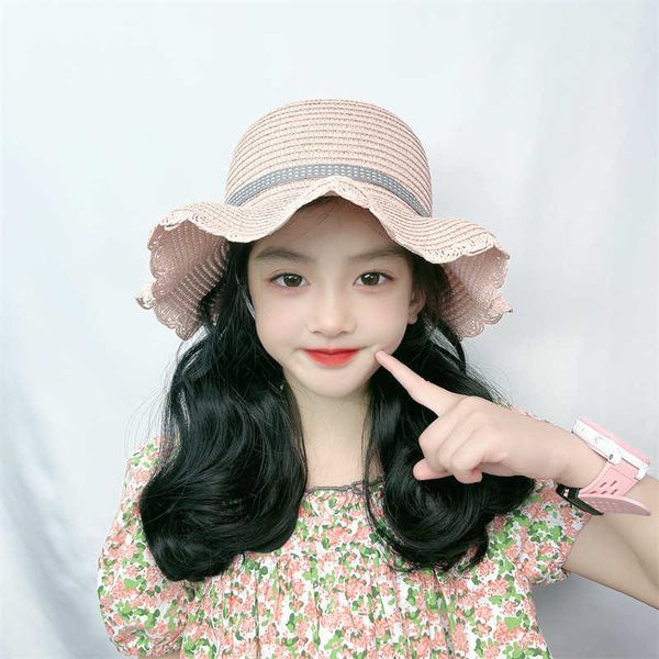 women's hair wigs lace synthetic summer children's hat wig curly student stage pography simulation long hair headgear, Black
women's hair wigs lace synthetic summer children's hat wig curly student stage pography simulation long hair headgear, Black