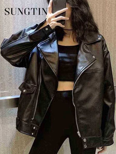 sungtin autumn winter faux leather jacket women zipper pocket moto biker pu leather jackets korea fashion streetwear female jacket j220727, Black
sungtin autumn winter faux leather jacket women zipper pocket moto biker pu leather jackets korea fashion streetwear female jacket j220727, Black