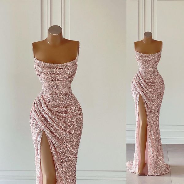 elegant design prom dresses mermaid strapless backless sleeveless with shining beaded front split flour length custom made plus size party d, Black
elegant design prom dresses mermaid strapless backless sleeveless with shining beaded front split flour length custom made plus size party d, Black