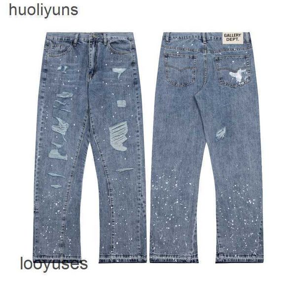 high designer version pants galleryes depts jeans heavy industry ink splash hole breaking net men's women's washing, Blue
high designer version pants galleryes depts jeans heavy industry ink splash hole breaking net men's women's washing, Blue