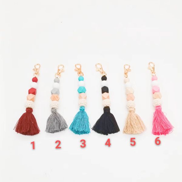 cross border elastic rope bead silicone bead key chain cotton tassel bag accessories, Silver
cross border elastic rope bead silicone bead key chain cotton tassel bag accessories, Silver
