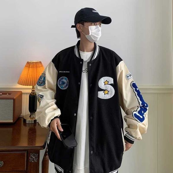 new china-chic jacket in autumn and winter of 2022 men's ins fashionable couple's american baseball jacket for men's spring a, Black;brown
new china-chic jacket in autumn and winter of 2022 men's ins fashionable couple's american baseball jacket for men's spring a, Black;brown