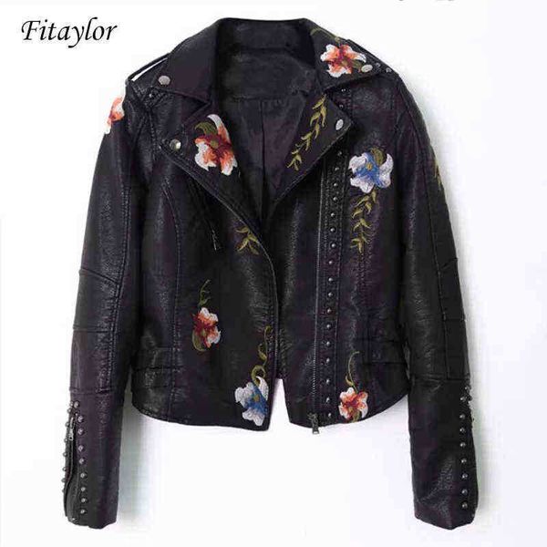 fitaylor women embroidery pu leather jacket faux soft leather black punk rivet short jacket zipper pu motorcycle lady outerwear j220727
fitaylor women embroidery pu leather jacket faux soft leather black punk rivet short jacket zipper pu motorcycle lady outerwear j220727