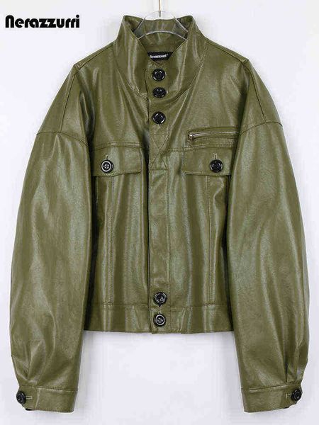 nerazzurri spring autumn cool waterproof short green white faux leather jackets for women long sleeves button up designer jacket j220727, Black
nerazzurri spring autumn cool waterproof short green white faux leather jackets for women long sleeves button up designer jacket j220727, Black
