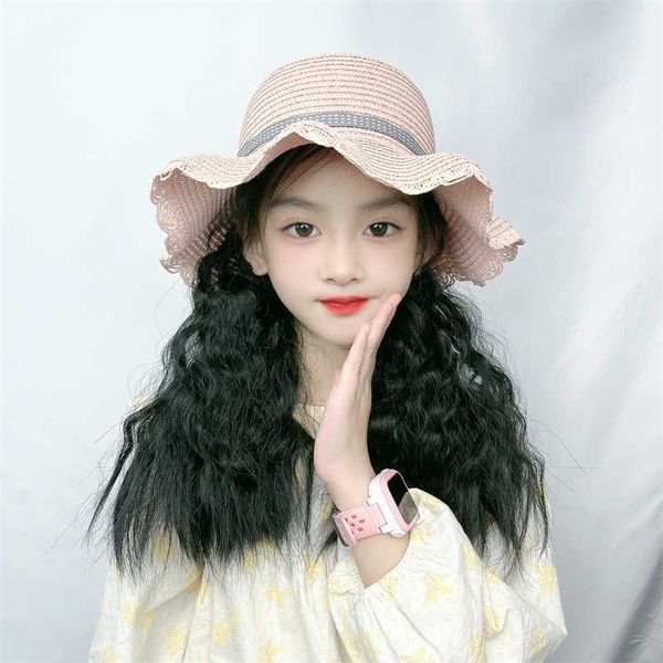 women's hair wigs lace synthetic children's wig female hat wool trembling sound long curl simulation head cover, Black
women's hair wigs lace synthetic children's wig female hat wool trembling sound long curl simulation head cover, Black