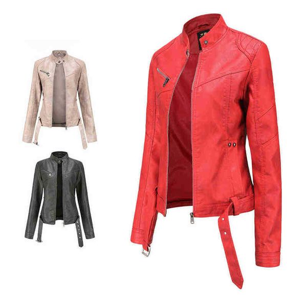 women's winter coats 2022 new fashion long sleeve leather clothing stand collar motor biker with pocket belt j220727, Black
women's winter coats 2022 new fashion long sleeve leather clothing stand collar motor biker with pocket belt j220727, Black