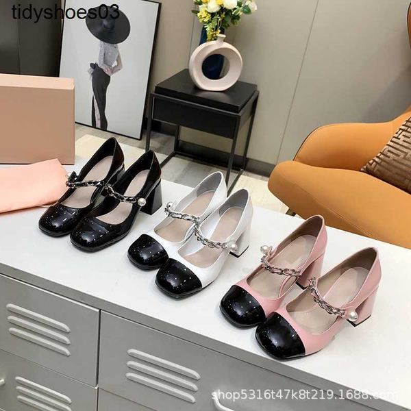 women designers rois miu women's shoes new mary jane shoes chain pearl buckle thick heel sandals square bow single shoes size 34-40, Black
women designers rois miu women's shoes new mary jane shoes chain pearl buckle thick heel sandals square bow single shoes size 34-40, Black