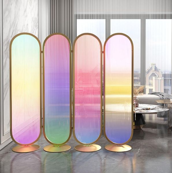 screens modern luxury rainbow glass living room partition decoration simple iron net red folding mobile porch screen
screens modern luxury rainbow glass living room partition decoration simple iron net red folding mobile porch screen