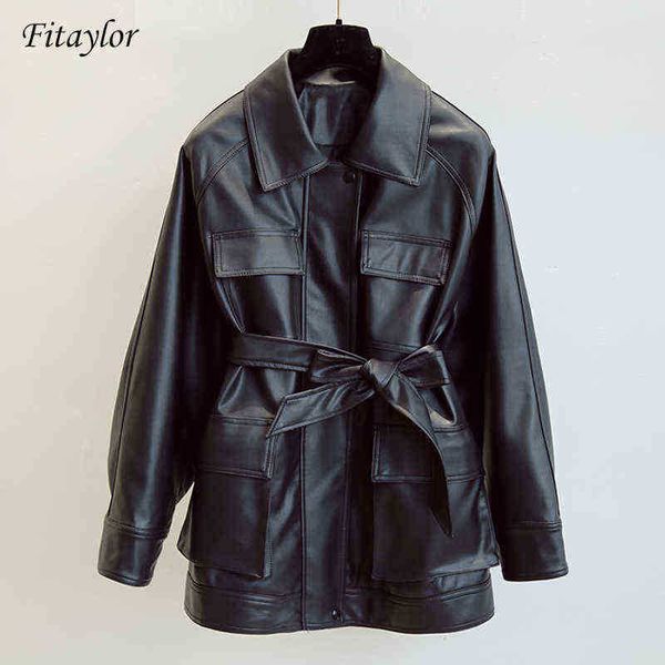 fitaylor autumn women leather jacket medium long vintage faux leather jacket loose black motorcycle jackets tie belt waist outfits j220727
fitaylor autumn women leather jacket medium long vintage faux leather jacket loose black motorcycle jackets tie belt waist outfits j220727