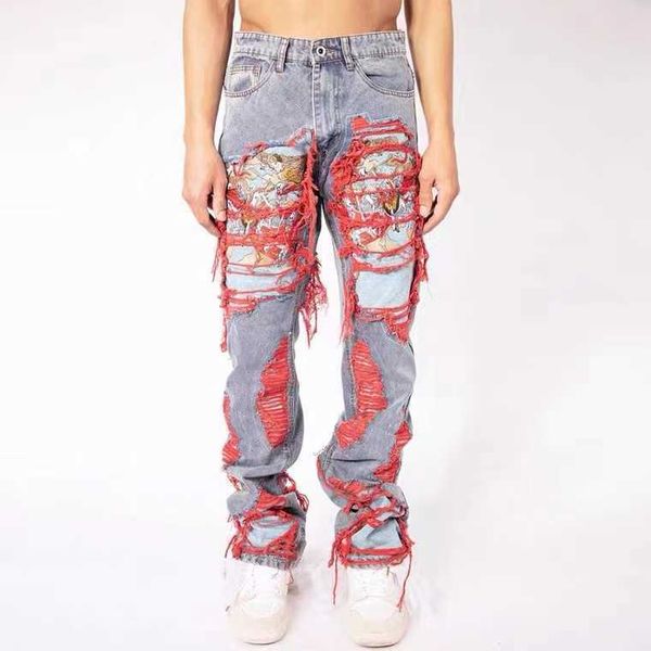 men's jeans high street hip hop destroy brushed embroidered baggy jeans casual straight leg denim pants man t221102, Blue
men's jeans high street hip hop destroy brushed embroidered baggy jeans casual straight leg denim pants man t221102, Blue