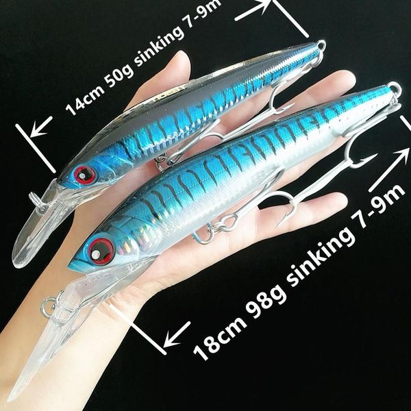 baits lures noeby 1pc minnow 18cm 98g 14cm 50g sinking 7-9m trolling fishing artificial bait wobbler of hard 221111
baits lures noeby 1pc minnow 18cm 98g 14cm 50g sinking 7-9m trolling fishing artificial bait wobbler of hard 221111