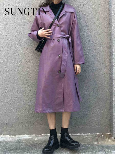 sungtin korean long leather trench coat for women with belt oversized raincoat female moto biker faux leather jacket spring 2022 j220727, Black
sungtin korean long leather trench coat for women with belt oversized raincoat female moto biker faux leather jacket spring 2022 j220727, Black