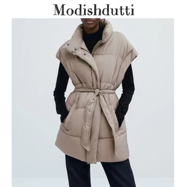 women's vests modishdutti winter women fashion stand collar belt waistcoat female all-match sleeveless thick warm outwear 221114, Black;white 
women's vests modishdutti winter women fashion stand collar belt waistcoat female all-match sleeveless thick warm outwear 221114, Black;white
