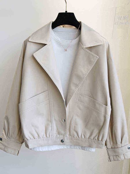 fitaylor spring autumn women faux leather jacket vintage motorcycle beige street wear jacket casual button pockets coat j220727, Black
fitaylor spring autumn women faux leather jacket vintage motorcycle beige street wear jacket casual button pockets coat j220727, Black