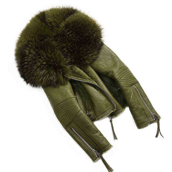 women real sheep fur coat winter warm fashion real merino sheepskin leather jacket natural real big raccoon fur collar jacket j220727, Black
women real sheep fur coat winter warm fashion real merino sheepskin leather jacket natural real big raccoon fur collar jacket j220727, Black