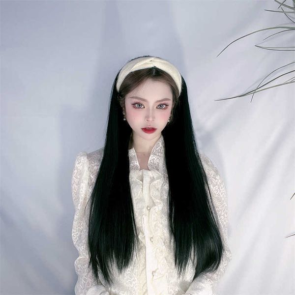 women's hair wigs lace synthetic female half head cover type hoop black long straight hair korean version net red wig
women's hair wigs lace synthetic female half head cover type hoop black long straight hair korean version net red wig
