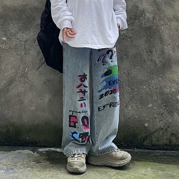 men's jeans trendy brand new hip hop graffiti street straight tube wide leg dad loose ins jeans for men and women streetwear hiphop t22, Blue
men's jeans trendy brand new hip hop graffiti street straight tube wide leg dad loose ins jeans for men and women streetwear hiphop t22, Blue