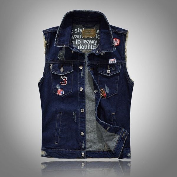 men's vests yelek erkek patches design jeans ripped denim waistcoat men man sleeveless frayed size 4xl 221114, Black;white
men's vests yelek erkek patches design jeans ripped denim waistcoat men man sleeveless frayed size 4xl 221114, Black;white