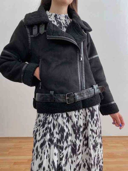 2022 new winter women thick warm suede lamb coat short biker casual with belt faux leather jackets brown black outfit ladies j220727
2022 new winter women thick warm suede lamb coat short biker casual with belt faux leather jackets brown black outfit ladies j220727