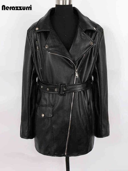 nerazzurri spring autumn cool loose waterproof black soft faux leather biker moto jacket women zipper long sleeves belt 2022 j220727
nerazzurri spring autumn cool loose waterproof black soft faux leather biker moto jacket women zipper long sleeves belt 2022 j220727