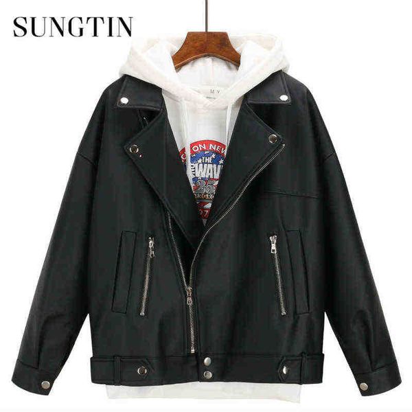 sungtin soft loose faux leather jacket women black biker motorcycle jacket autumn winter pu short streetwear punk boyfriend style j220727
sungtin soft loose faux leather jacket women black biker motorcycle jacket autumn winter pu short streetwear punk boyfriend style j220727