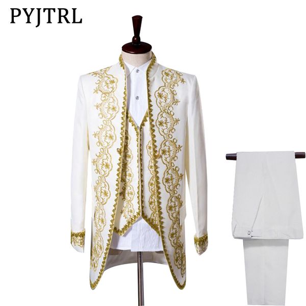 palace style suits gold white embroidery tuxedos classic groomsmen men wedding suit jacket & pants & vest, White;black
palace style suits gold white embroidery tuxedos classic groomsmen men wedding suit jacket & pants & vest, White;black