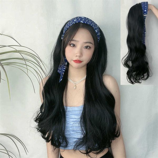 women's hair wigs lace synthetic wig women's medium long ribbon lazy band integrated summer uv half cap imitation hair big wave, Black
women's hair wigs lace synthetic wig women's medium long ribbon lazy band integrated summer uv half cap imitation hair big wave, Black