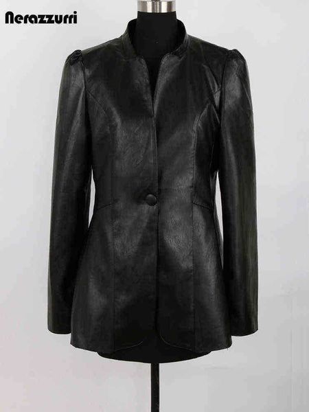 nerazzurri spring black soft light leather blazer women with puff dough sleeve v neck single button slim fit faux leather jacket 2022 j22072
nerazzurri spring black soft light leather blazer women with puff dough sleeve v neck single button slim fit faux leather jacket 2022 j22072