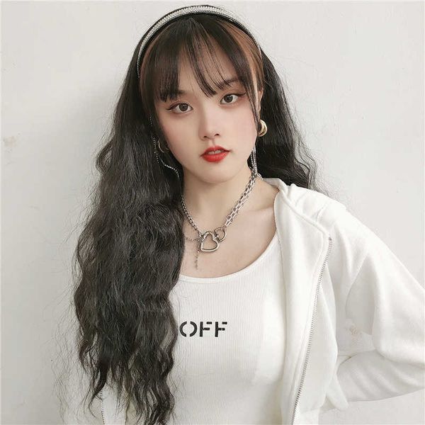 women's hair wigs lace synthetic wig with cargo artifact female hair hoop tassel drill corn perm detachable chemical fiber half head co, Black
women's hair wigs lace synthetic wig with cargo artifact female hair hoop tassel drill corn perm detachable chemical fiber half head co, Black