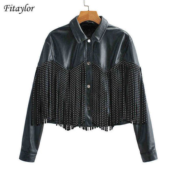 fitaylor autumn winter tassel rivet soft faux leather short jackets women single breasted outfit loose biker pu leather jacket j220727, Black
fitaylor autumn winter tassel rivet soft faux leather short jackets women single breasted outfit loose biker pu leather jacket j220727, Black