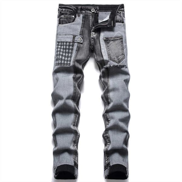 jeans men men's patches patchwork spliced denim jeans pockets slim tapered stretch pants streetwear gray black punk trousers t221102, Blue
jeans men men's patches patchwork spliced denim jeans pockets slim tapered stretch pants streetwear gray black punk trousers t221102, Blue