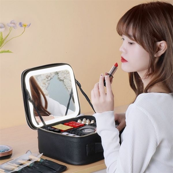 cosmetic bags cases smart led case with mirror large capacity fashion portable storage travel makeup for women 221114
cosmetic bags cases smart led case with mirror large capacity fashion portable storage travel makeup for women 221114