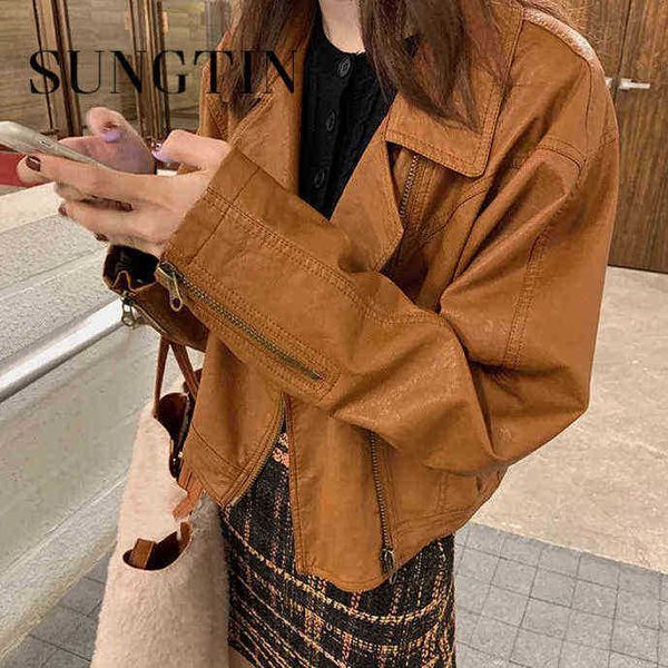 sungtin fashion pu leather jacket women oversized vintage high street lapels faux leather jackets korean biker cool punk outfit j220727, Black
sungtin fashion pu leather jacket women oversized vintage high street lapels faux leather jackets korean biker cool punk outfit j220727, Black