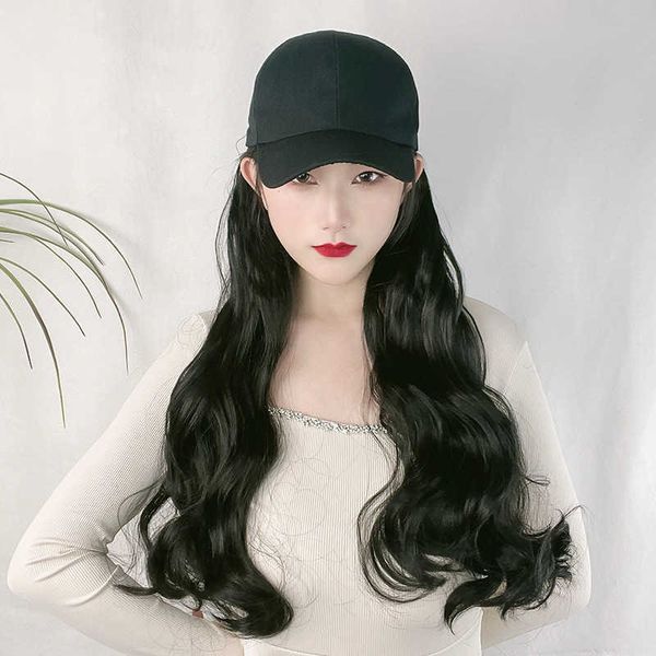 women's hair wigs lace synthetic summer network red anchor feng moti same hat wig integrated female long curly hair big wave, Black
women's hair wigs lace synthetic summer network red anchor feng moti same hat wig integrated female long curly hair big wave, Black