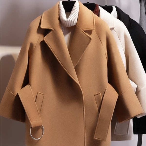 womens wool blends coats woman winter and jackets women trench woolen coat long sleeve cropped cape with loose waist clothes 221113, Black
womens wool blends coats woman winter and jackets women trench woolen coat long sleeve cropped cape with loose waist clothes 221113, Black