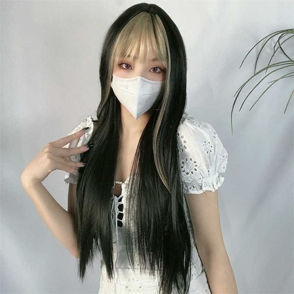 women's hair wigs lace synthetic female jenny with long straight hair net red natural head cover scalp lovely jk bangs dyed wig, Black
women's hair wigs lace synthetic female jenny with long straight hair net red natural head cover scalp lovely jk bangs dyed wig, Black