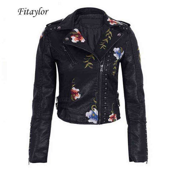 fitaylor women faux leather jacket floral print embroidery pu motorcycle jacket turndown collar short black punk biker outerwear j220727
fitaylor women faux leather jacket floral print embroidery pu motorcycle jacket turndown collar short black punk biker outerwear j220727