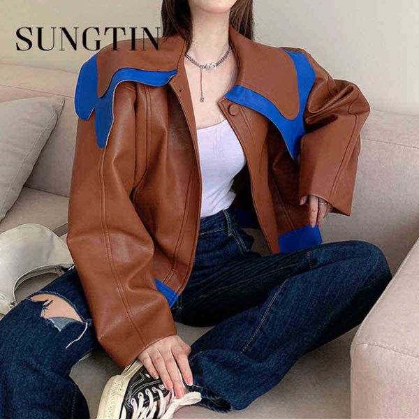 sungtin fashion ruffles loose pu leather jackets jacket women patchwork casual faux leather jackets female korean elegant outfit j220727, Black
sungtin fashion ruffles loose pu leather jackets jacket women patchwork casual faux leather jackets female korean elegant outfit j220727, Black