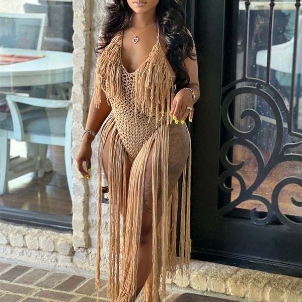 womens jumpsuits rompers knit rib tassel bodysuit fishnet halter lace up v neck see through jumpsuit women summer beach wear dress 221113, Black;white
womens jumpsuits rompers knit rib tassel bodysuit fishnet halter lace up v neck see through jumpsuit women summer beach wear dress 221113, Black;white