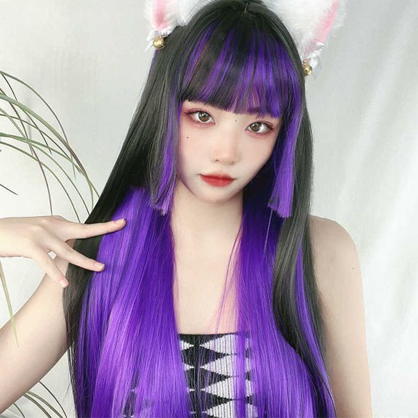 women's hair wigs lace synthetic wig female ji ita long straight hair net red same style dyed head set, Black
women's hair wigs lace synthetic wig female ji ita long straight hair net red same style dyed head set, Black