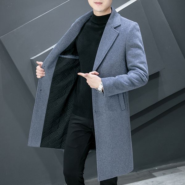 men's wool blends autumn winter men's solid color midlength woolen coat business casual outwear overcoat loose windbreaker jacket, Black
men's wool blends autumn winter men's solid color midlength woolen coat business casual outwear overcoat loose windbreaker jacket, Black