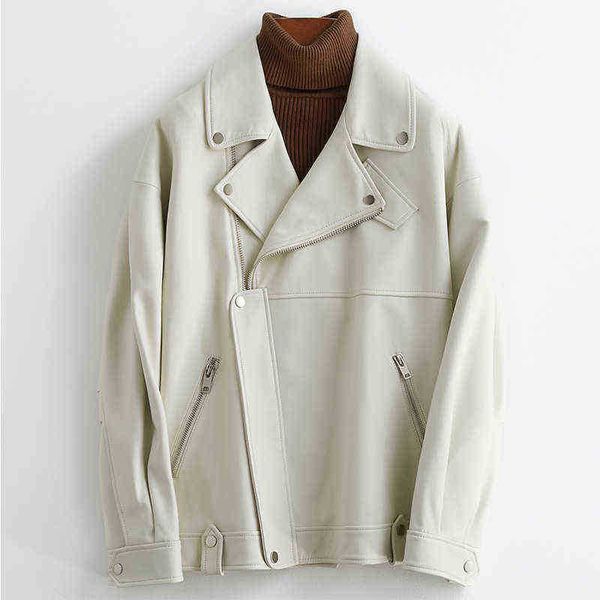nerazzurri white black plus size pu leather jackets for women long sleeve zipper loose spring faux leather biker jacket women j220727
nerazzurri white black plus size pu leather jackets for women long sleeve zipper loose spring faux leather biker jacket women j220727