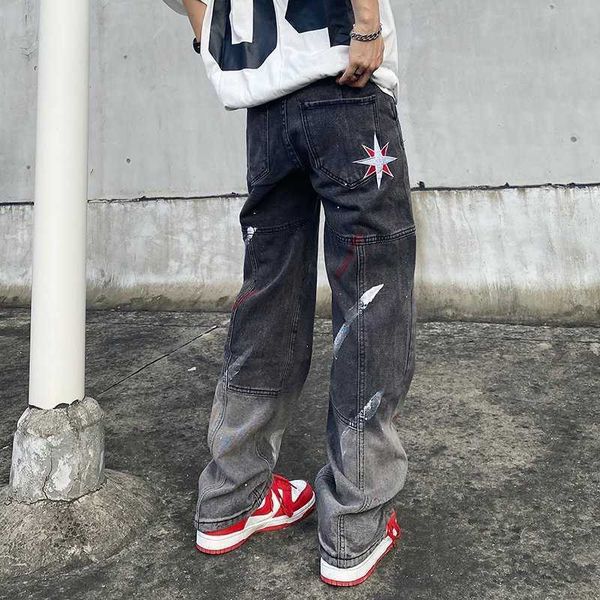 men's jeans 2022 splash ink star embroidery vintage grey baggy men jeans pants straight loose hip hop women denim trousers pantnes homb, Blue
men's jeans 2022 splash ink star embroidery vintage grey baggy men jeans pants straight loose hip hop women denim trousers pantnes homb, Blue