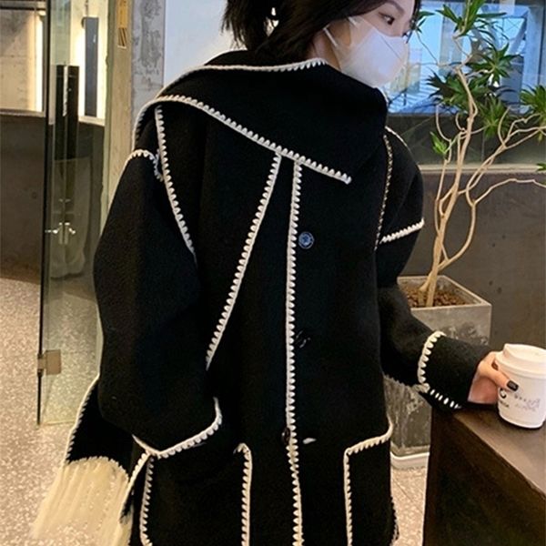 womens wool blends ucxq woolen overcoat autumn knitted tassels cloak style mixed color single breasted midi long coat streetwear female 10ab, Black
womens wool blends ucxq woolen overcoat autumn knitted tassels cloak style mixed color single breasted midi long coat streetwear female 10ab, Black