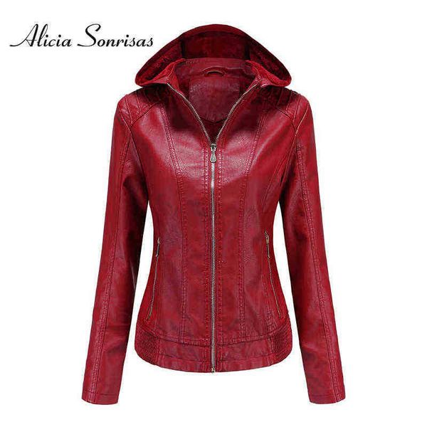 2021 new autumn winter women leather jacket detachable allmatching hooded leather fleece lined thermal red jacket j220727, Black
2021 new autumn winter women leather jacket detachable allmatching hooded leather fleece lined thermal red jacket j220727, Black