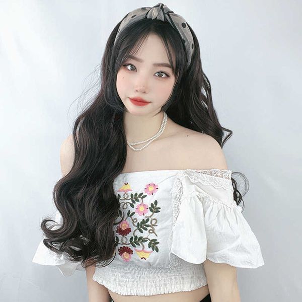 women's hair wigs lace synthetic live broadcast of female with commodity wigs summer band seaml high-temperature silk wig net red long, Black
women's hair wigs lace synthetic live broadcast of female with commodity wigs summer band seaml high-temperature silk wig net red long, Black