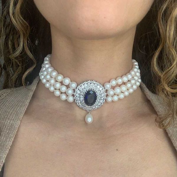 real natual bead for women three strands pearl necklace classic sweater chain christermas gift, Silver
real natual bead for women three strands pearl necklace classic sweater chain christermas gift, Silver